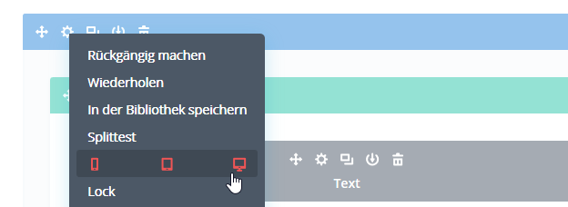 Im Divi Builder eine Sektion deaktivieren Rechtsklick ausblenden