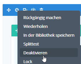 Im Divi Builder eine Sektion deaktivieren Rechtsklick ausblenden